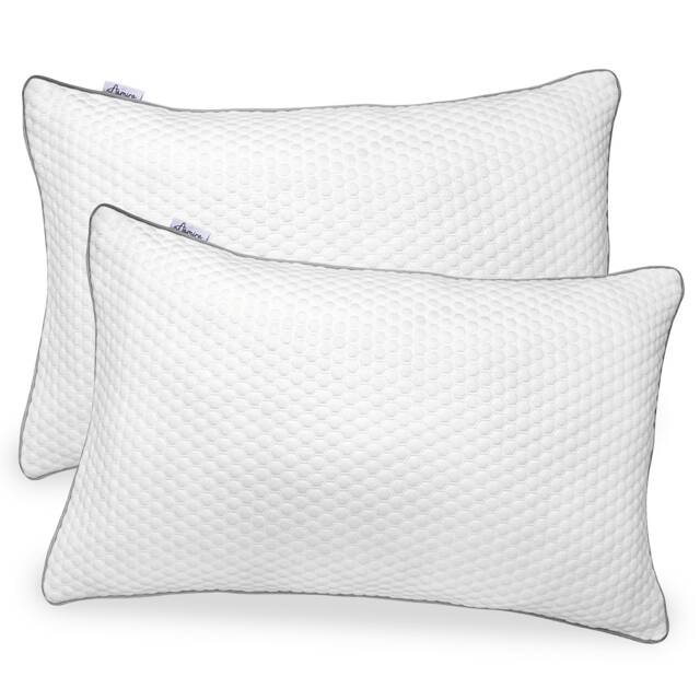 Aamira Premium Orthopaedic Shredded Memory Foam Bed Pillow 70x45cm 2 Pack, Neck Support White White Twin Pack 1