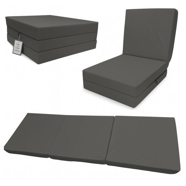House Of Home Adult-Length Fold-Out Z Bed Chair for Kids & Teens Dark Grey