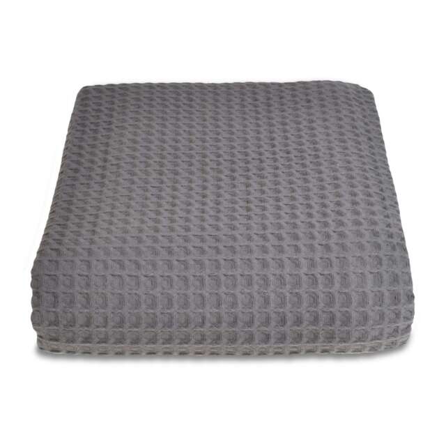Super King Size Waffle Throw Blanket Bedspread 250 x 260cm - 100% Cotton Grey Graphite XL