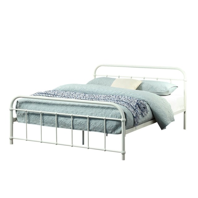 Tewin Vintage Hospital Style White Metal Bed Frame (Double) White White Double
