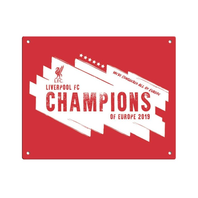 Liverpool FC Champions Of Europe Metal Sign - Red - One Size