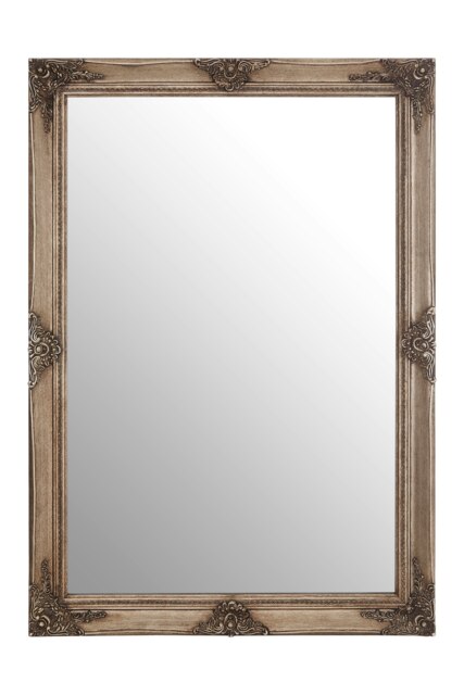 Baroque Rectangular Gold Wall Mirror,Antique Wooden Mirror With Intricate Motifs,Large Decorative Mirror Gold