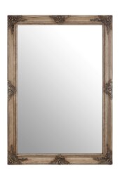 Baroque Rectangular Gold Wall Mirror,Antique Wooden Mirror With Intricate Motifs,Large Decorative Mirror Gold