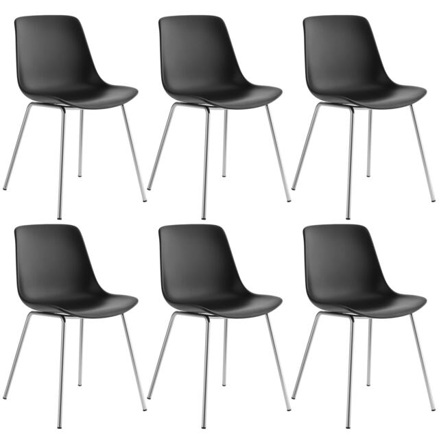 Dining Chair Mave - large plastic seat, ergonomic, high backrest, 120 kg load capacity Black black/chrome 6