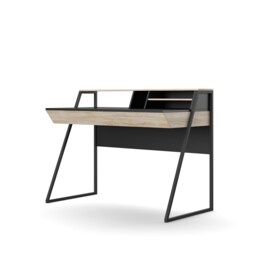 Salcombe Desk in Black Light Oak Look Black Black and light oak