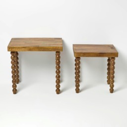 Homescapes Wooden Nesting Side Tables, Set of 2