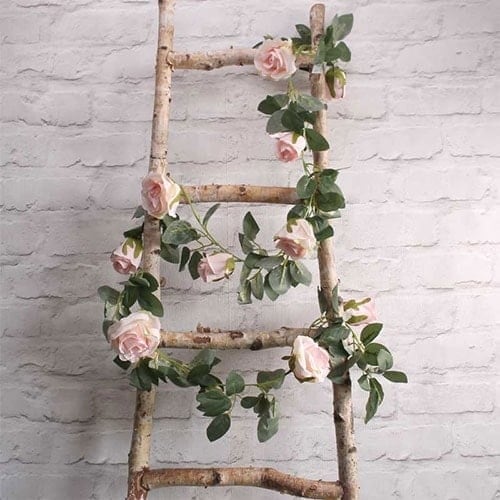 Light Pink Roses Artificial Silk Flowers Garland 175cm