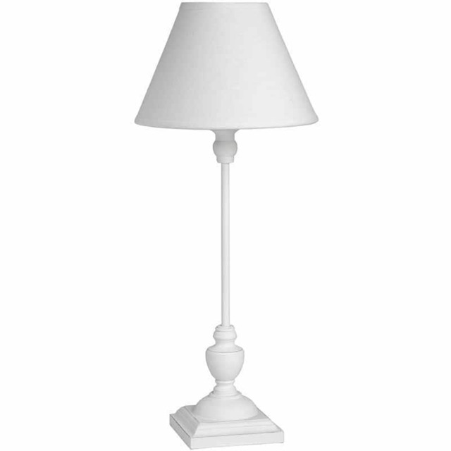 Symi Slim Table Lamp - Linen - Wood - L22 x W22 x H45 cm - White