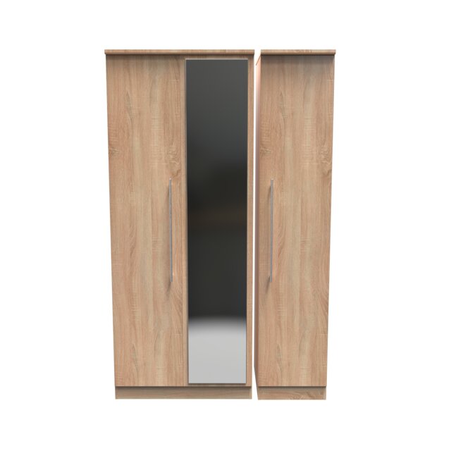 Carlton Triple Mirror Wardrobe in Bardolino Oak (Ready Assembled) Brown Bardolino Oak