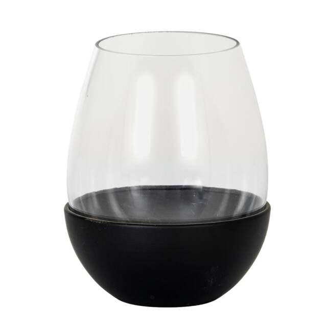 Hill Interiors Neris Glass Goblet Candle Holder Black Black 18cm x 14cm x 14cm 1