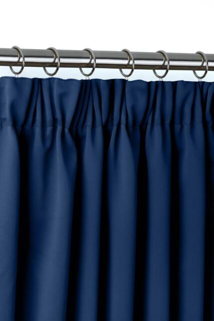 Essential Woven Thermal Blackout Pencil Pleat Curtains 228cm x 228cm Navy Blue Blue