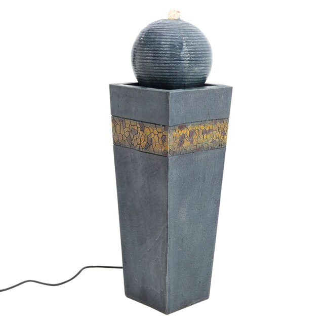 Living and Home Trapezoidal Water Polo Fountain with Warm Light - Navy Multi