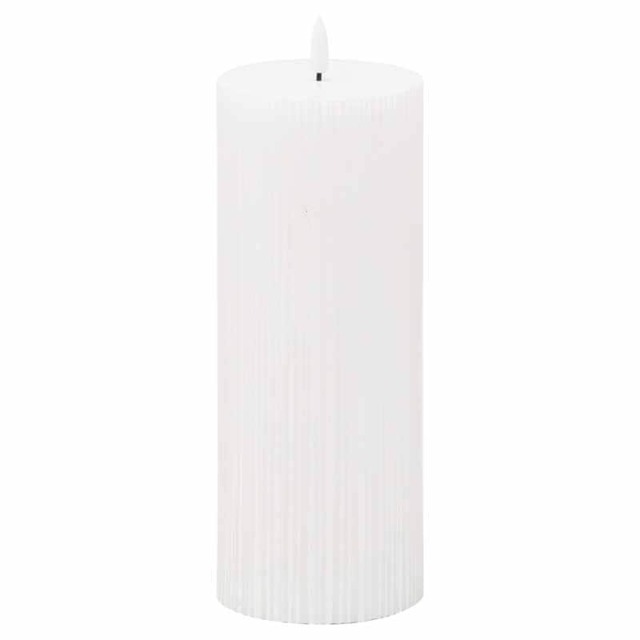 Luxe Collection Natural Glow 3.5x9 Texture Ribbed LED Candle - Plastic/Wax - L9 x W9 x H23 cm - White White White