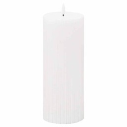 Luxe Collection Natural Glow 3.5x9 Texture Ribbed LED Candle - Plastic/Wax - L9 x W9 x H23 cm - White White White