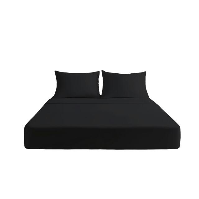 Luxury 200TC Soft Touch Fitted Sheet Bed Linen 30cm Extra Deep Skirt Black Black Double
