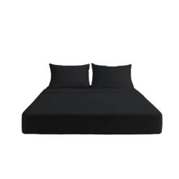 Luxury 200TC Soft Touch Fitted Sheet Bed Linen 30cm Extra Deep Skirt Black Black Double