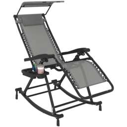 Outsunny Folding Recliner Chair Outdoor Lounge Rocker Zero-Gravity Seat, Grey