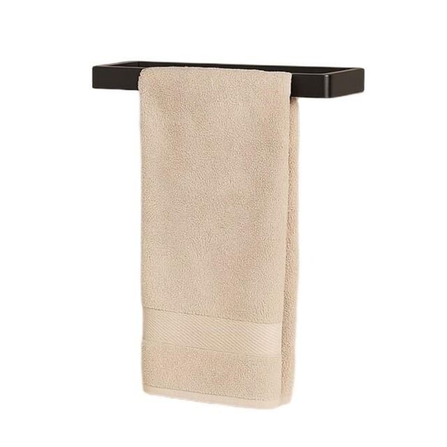 House of Home Wall Mounted Black Towel Holder 20cm Rectangle Rail