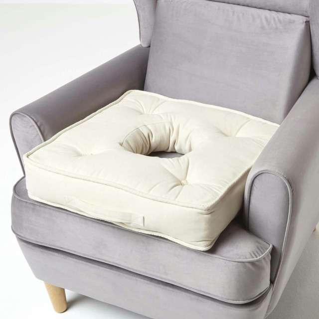 "Homescapes Cream Pressure Relief Armchair Booster Cushion Cream Cream 50cm x 50cm x 10cm (20"" x 20"" x 4"")"