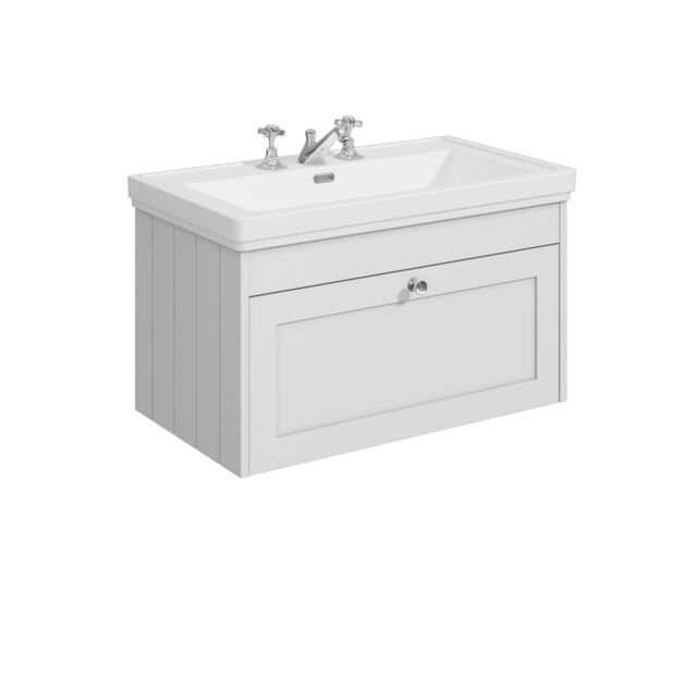 Balterley Wall Hung 1 Drawer Unit with Classic Basin 3 Tap Hole White 431 x 800 x 453mm