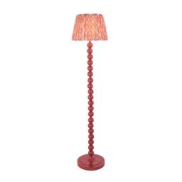Higgledy Gloss Pink Clay Paint Floor Lamp with Coral Pink Fabric Ikat Shade 35cm E27
