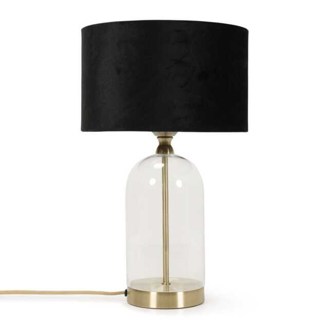 ValueLights Jessy Gold Metal Table Lamp Black Velvet Shade