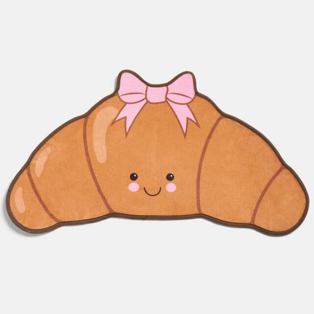 OHS Character Novelty Bath Mat Soft Velvet Quick Dry Non-Slip Shower Rug Brown Chloé the Bow Croissant