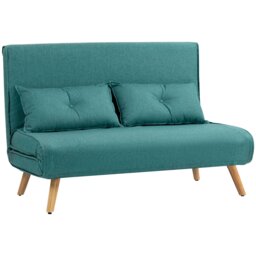 HOMCOM Click Clack Sofa Bed, 2 Seater Bed Settee for Living Room, Green