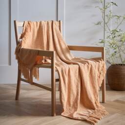 Malmo Sand Textured Tassels Chenille Throwover Bed Throw Blanket 127 x 152 cm