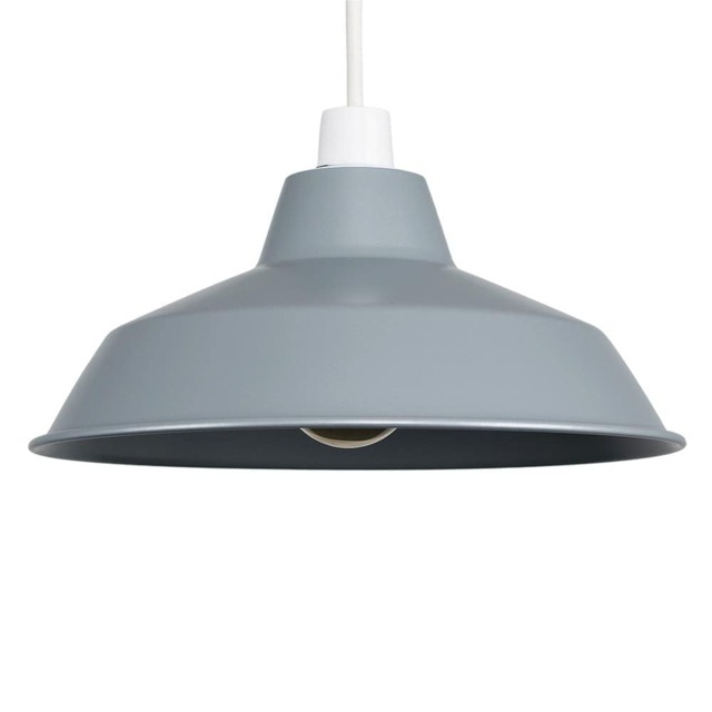 ValueLights Colby Gloss Grey Metal Ceiling Pendant Shade Grey