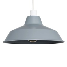 ValueLights Colby Gloss Grey Metal Ceiling Pendant Shade Grey