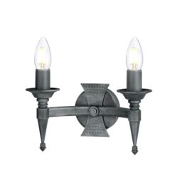 Saxon 2 Light Indoor Candle Wall Light Black Silver, E14