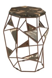 Contemporary Design Side Table With Asymmetric Frame, Wooden Top Small Bedside Table, Rustic Side Table Cream