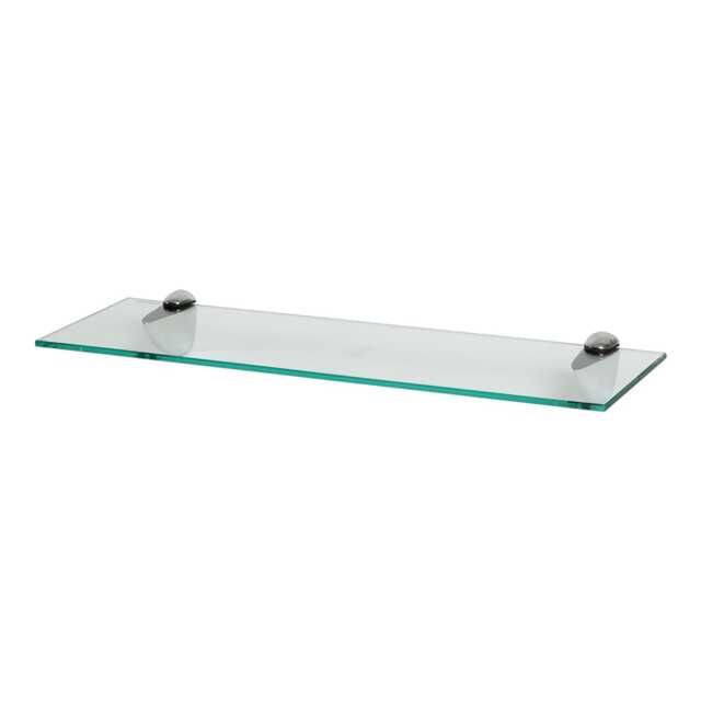 Harbour Housewares Floating Glass Shelf - 60cm - Metallic Brackets - Bathroom Shower Storage Vanity Display Unit Shelf Silver Chrome 1