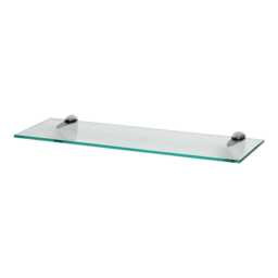 Harbour Housewares Floating Glass Shelf - 60cm - Metallic Brackets - Bathroom Shower Storage Vanity Display Unit Shelf Silver Chrome 1