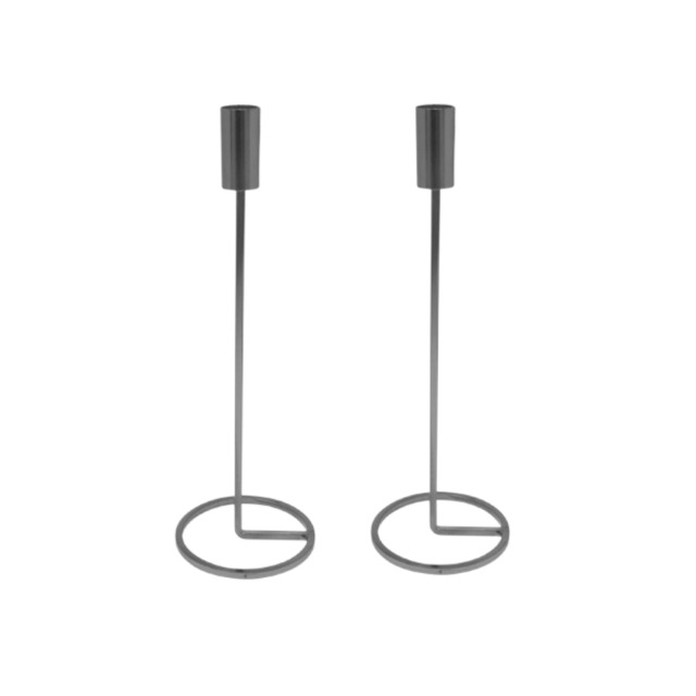 Metal Candlestick Taper Candle Holder Stand Home Decor Wedding Table Centrepiece Multi 2x Silver 31cm