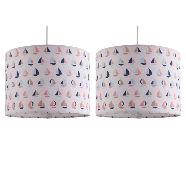 Set of 2 Sailing Boats - 25cm Easy Fit Pendant Fabric Shades
