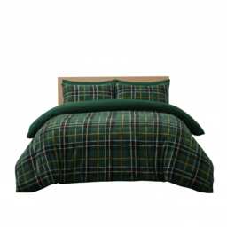 Ultra Soft Teddy Duvet Cover Tartan Check Reversible Fleece Bedding Green Single