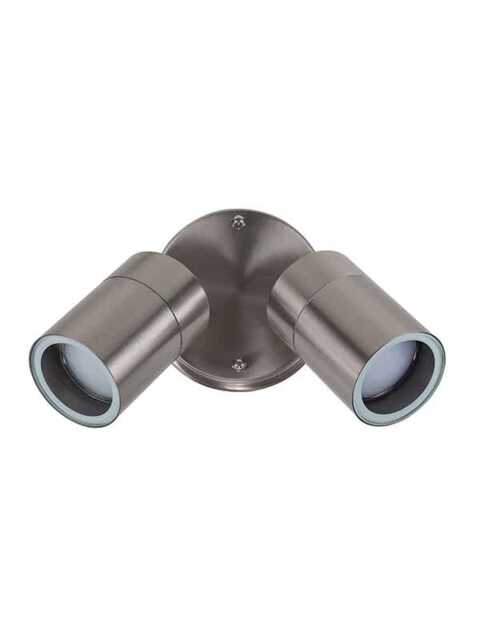 ValueLights Barrow Pair IP44 Steel Outdoor Garden Wall Lights Chrome