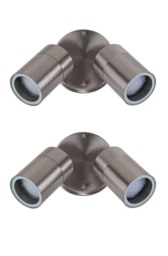 ValueLights Barrow Pair IP44 Steel Outdoor Garden Wall Lights Chrome