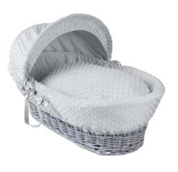 Clair de Lune Grey Dimple Grey Wicker Moses Basket With Grey Rocking Stand