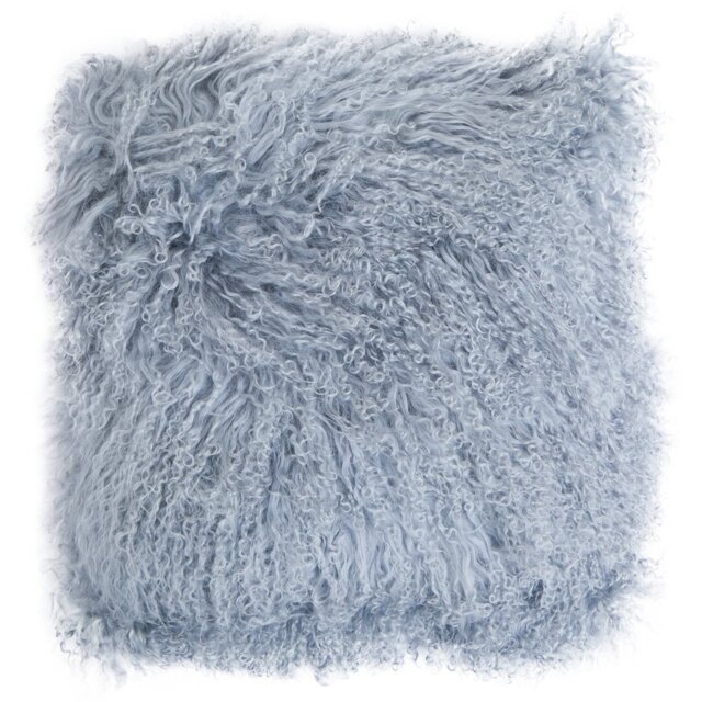 Bosie Real Mongolian Fur Grey Square Cushion Grey