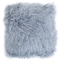 Bosie Real Mongolian Fur Grey Square Cushion Grey