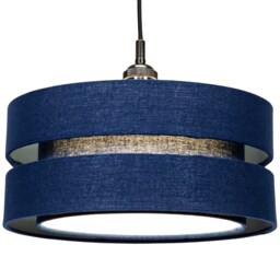 "Modern 14"" Midnight Blue Linen Fabric Triple Tier Ceiling Pendant Lamp Shade Blue Midnight Blue 1"