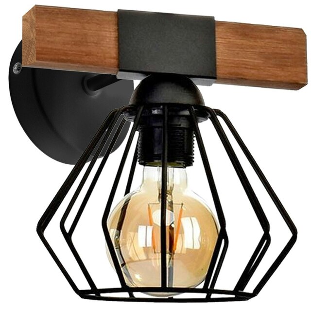 Milagro Wall Lamp Ulf Black / Wood 1XE27 60W
