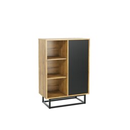 Sideboard 70cm Oak Matt and Black Matt with Metal Legs Multi Oak