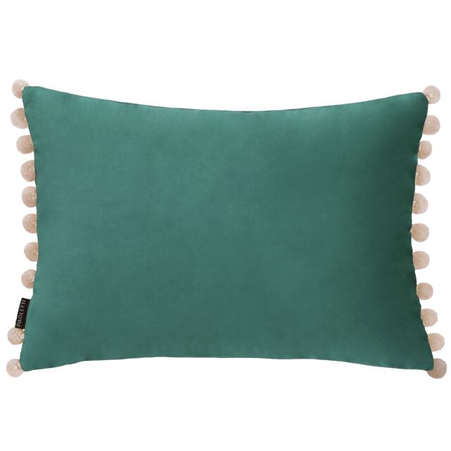 Paoletti Fiesta Velvet Cushion, Duck Egg/Natural, 35 x 50cm