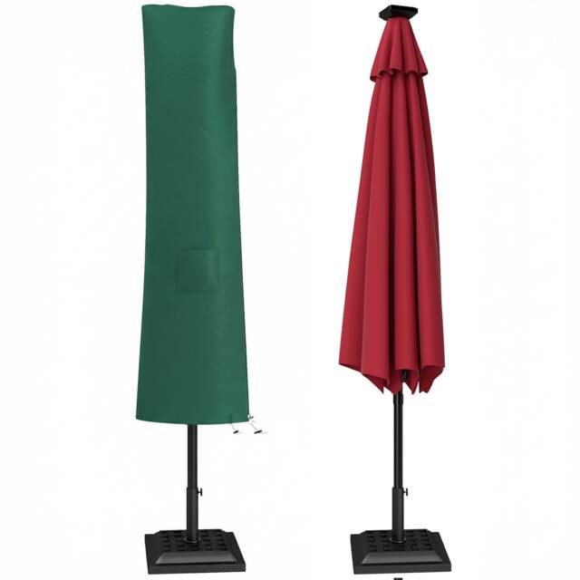 Outsunny Garden Parasol Cover, Outdoor Cantilever Banana Umbrella Protector Green Green 240 x 48/70 cm