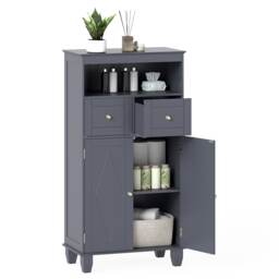 COSTWAY Bathroom Floor Storage Cabinet Modern Freestanding Storage Organizer