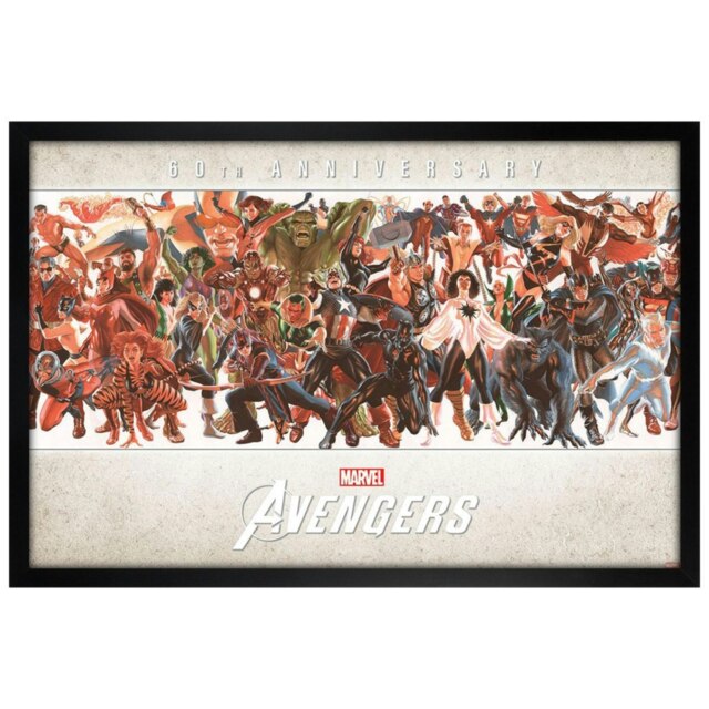 Black Wooden Framed Avengers Line Up (By Alex Ross) Maxi Poster Multi
